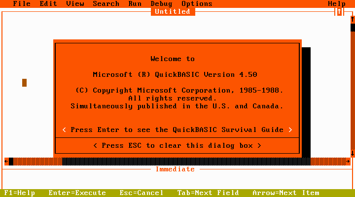 QuickBASIC con los colores alterados QuickBASIC con los colores alterados