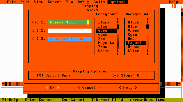 Modificando opciones de colores