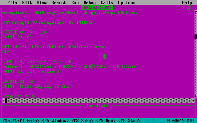QuickBASIC 4.5 volviendo a la normalidad con los colores que le asigné en realidad
