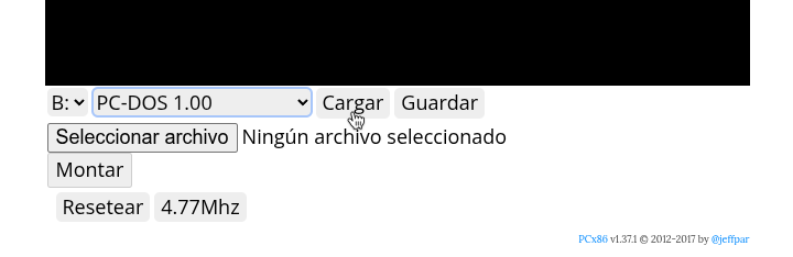 Cargando el disquete de PC DOS 1.0 en la unidad B
